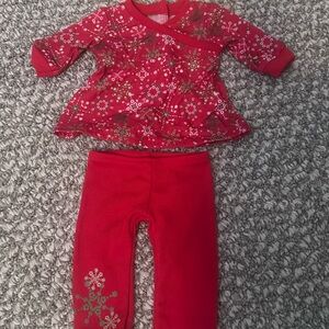 American Girl / Bitty Baby Red Snowflake PJ set